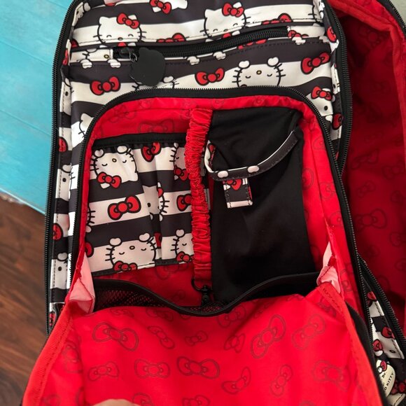 Ju-Ju-Be X Hello Kitty Red Polka Dot & Striped Backpack Diaper Bag w/ Mat - Picture 8 of 13